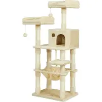 OEM Kattenkooi, 143 cm hoog, met 2 comfortabele plateaus, in beige kleur, productcode PCT15BE