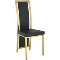 MODFU - Eetkamerstoelen Set Van 2 - Hoge Rugleuning - Minimalistisch - Voor Eetkamer Of Kantoor - Metaal En Kunstleer - Zwart En Goud