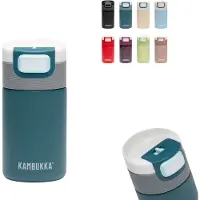 Kambukka Etna Thermosbeker 300 ml - makkelijk te reinigen thermosfles - lekvrije Koffiebeker To go - blauw/groen
