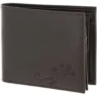 OXMOX Leren portemonnee Leather RFID Protect Querscheinbörse Lizard Embossed Brown donkerbruin