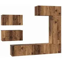 vidaXL Tv-meubelset 6 st Oud Hout Bewerkt hout