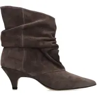 Manfield Donkergrijze suède slouchy enkellaarsjes | Maat 39
