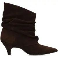 Manfield Donkerbruine suède slouchy enkellaarsjes met hak | Maat 42