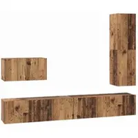 vidaXL Tv-meubelset 4 st Oud Hout Bewerkt hout