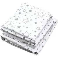 TupTam Kinderbeddengoedset met print, geschikt voor het hele jaar, inclusief deken, kussensloop en platte kussens, 2-delig, kleur: grijze sterrenhemel, maat: 135x100 cm