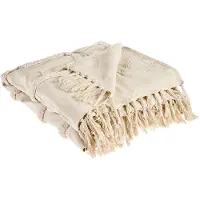 Beliani CHACK - Deken - Beige - 200 x 220 cm - Katoen