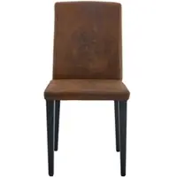MODFU - Eetkamerstoelen Set Van 4 - Ergonomische Rugleuning - Minimalistisch - Voor Eetkamer - Stof En Metaal - Bruin En Zwart