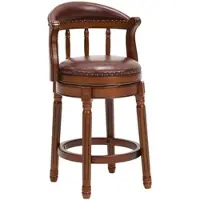 MODFU - Barkruk - Draaibaar Met Rugleuning - Modern - Voor Keuken Of Bar - Hout En Leer - Bruin