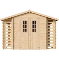 Timbela M391C - Houten tuinhuis-brandhoutschuurtje - 5,47 m² - 206x328xH218 cm - zonder vloer
