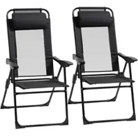 STILVORA Tuinstoel 62 x 70 x 109 Cm - Set Van 2 Met Verstelbare Rugleuning En Armleuningen - Voor Tuin En Balkon - Staal Zwart