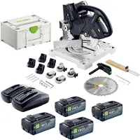 Festool SYMC 70 EB-Basic accu-profielzaag 36 V (2 x 18 V) 216 mm + 4x accu 8,0 Ah + dubbele lader + Systainer
