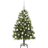 vidaXL Kunstmatige Scharnierende Kerstboom met Kegels Groen 120 cm