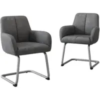 MODFU Eetkamerstoel Set Van 2 - Ergonomisch Met Armleuningen - Modern - Voor Eetkamer - Imitatieleer - Grijs