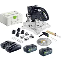 Festool SYMC 70 EB-Basic accu-profielzaag 36 V (2 x 18 V) 216 mm + 2x accu 8,0 Ah + dubbele lader + Systainer