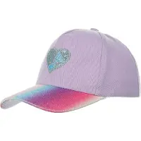 JeiibrZui Meisjes Basecap - Little Star Kinder Serie - 52-54 Cm - Verstelbare Zonnehoed Met Paardenstaartgat - Roze Glitter Hart