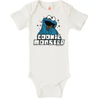Logoshirt Rompertje/body 'Krümelmonster' blauw / bruin / wit