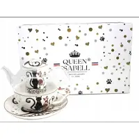 Queen Isabell Koningin Isabell Tea for One Set - Porseleinen Kop & Theepot met Katten