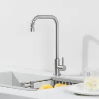 CECIPA MAX Keukenkraan RVS - Koudwaterkraan met L-uitloop - Geborsteld Staal - Anti-Spat Keuken Kraan