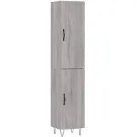 vidaXL Hoge kast 34,5x34x180 cm bewerkt hout grijs sonoma eikenkleurig