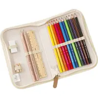 Fresk [Etui met vulling] Meisjes – Pennenzak - Etuis voor School - Pennenvak voor Kinderen - Schoolspullen - -Ecru - Berries