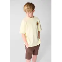 Shoeby rechtvallend T-shirt met backprint - lichtgeel Jongens Katoen Ronde hals - maat 98/104