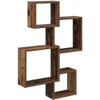 vidaXL Wand Kubus Planken Muurmontage Oud hout 64 x 13,5 x 91,5 cm