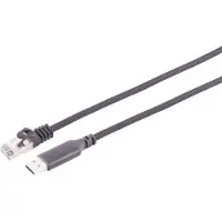 S-Impuls USB-A LAN Adapterkabel 1G, USB Typ A Stecker auf RJ45, ALU, schwarz, 2m