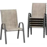 Happiq Terrasstoelen – Voor buiten & eetkamer – Stapelbaar, hoge rugleuning, weerbestendig – Koffie