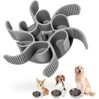 OEM Anti-gulpen voerbak, antislip voerbak voor honden, met klemmen, geschikt voor grote, middelgrote en kleine honden, verstelbare slow feeder voor kleine honden en katten, grijs