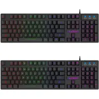 HAC24 2x RGB LED Gaming-toetsenbord, zwart, USB, verlicht, Duits toetsenbordindeling (QWERTZ)