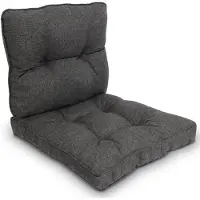 Beautissu Set Outdoor Lounge Kussens Buiten – Zitkussen 70x70 cm & Rugkussen 70x40 cm – Vuil- en Waterafstotend Loungekussen voor Tuinmeubelen en Rotan Antraciet – BeauFlair