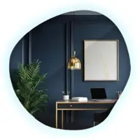 Tulup LED Spiegel - Led Spiegel Organische Vorm - 48 cm x 48 cm - Organisch Gevormde Led Spiegel - LED-spiegel voor Woonkamer - Koel Wit 6500K - Spiegel Met Verlichting - LED Design Wandspiegel