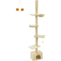 OEM Plantaansteller - Beige - MDF, multiplex, pluche, sisal - 45cm x 30cm x (231-291cm)