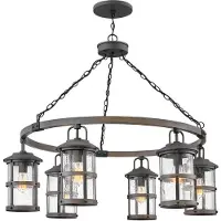 HINKLEY LED Kroonluchter | 6X E27 Max 60W | IP44 | Dimbaar | Aged Zinc with Driftwood Grey