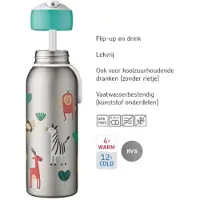 Mepal Isoleerfles flip-up Campus - 350 ml - 12 uur koud / 4 uur warm - Drinkfles met rietje voor kinderen - Pink