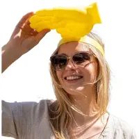 Snq Grappige Handvormige Zon Hoofdband - Creatieve Palm Zomerhoed - Voor Dames En Heren - Quirky Zonneklep Voor Buitenfeesten En Strand - Verstelbare Hoofdomtrek 50-55 cm - Geel