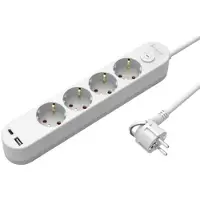 Sencys Stekkerdoos 4-voudig Met Usb A+c Wit 3 Meter