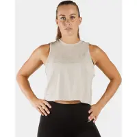 ZEUZ Dames Crop Top Sport – Fitness Tanktop - Beige - XL