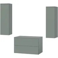 Mzm24 Badkamerset, 3-delig: Onderkast + 2 hoge kasten, kleur Aloe (2S 80 + 1D 100 X2)