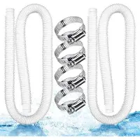 OEM Zwembadladder - Set van 2 delen, 32 mm, wit, met 4 bevestigingsklemmen, 149,9 x 3,2 cm, geschikt voor bovengrondse zwembaden