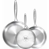 Savoré Kitchen 3-delige RVS Koekenpan Pannenset - Ø 20, 24, 28 cm Pannen - Inductie - Pan - Koekenpannen - Pannensets - Koekenpannenset