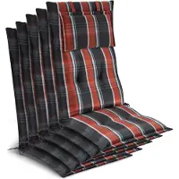 Beautissu Tuinkussen Hoge Rug Zitkussen 120x50cm HighLux HL – Set van 5 Stoelkussens voor Tuinstoelen 7cm dik Grijs-Oranje-Wit Geruit – Made in EU