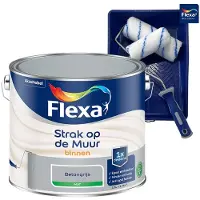 Flexa Voordeelpakket Strak Op De Muur Muurverf - Mat - Beton - Grijs - 2,5 Liter + Muurverf Roller - 5 Delig