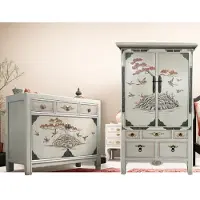 OPIUM OUTLET Chinese meubelset, 2-delig. Aziatische vintage dressoir, commode en kast. Geschikt voor bruiloften. Oosterse, Aziatische stijl. Volledig gemonteerd