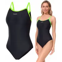 Zagano - Badpak dames - Sneldrogende - Sport zwempak - Strandpak damen - Maat 36 - zwarte / groene