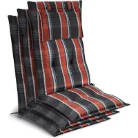 Beautissu Tuinkussen Hoge Rug Zitkussen 120x50cm HighLux HL – Set van 3 Stoelkussens voor Tuinstoelen 7cm dik Grijs-Oranje-Wit Geruit – Made in EU
