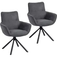 HOMCOM Eetkamerstoel Polyester, Metaal 67L x 64B x 87H cm Donkergrijs