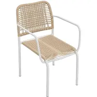Vente-unique Set van 2 stapelbare tuinstoelen van metaal en geweven hars - Beige - NIOU van MYLIA