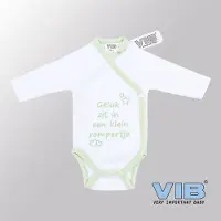 Vib - Rompertje (overslag) Luxe Katoen - Geluk zit in een klein rompertje (Wit-Mint) - Babykleertjes - romper - rompertjes - rompertjes met tekst - baby cadeau - baby aankondiging - overslagromper