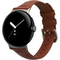 Kwmobile lederen horlogebandje geschikt voor Google Pixel Watch Series 41mm / Pixel Watch 4 41mm polsband - Echt leren smartwatch bandje - Activity tracker horloge band in lichtbruin